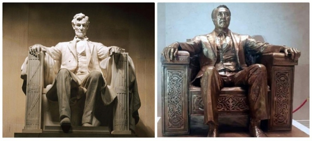 Памятник Нурсултану Назарбаеву в Астане – копия монумента Авраама Линкольна