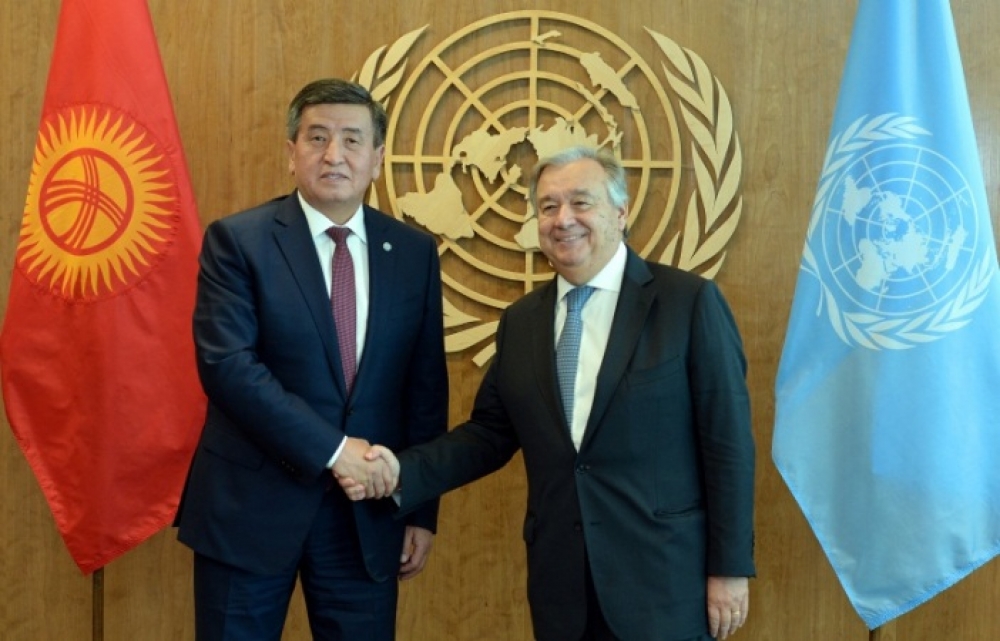 Президент Сооронбай Жээнбеков встретился с генсеком ООН Антониу Гутерришем