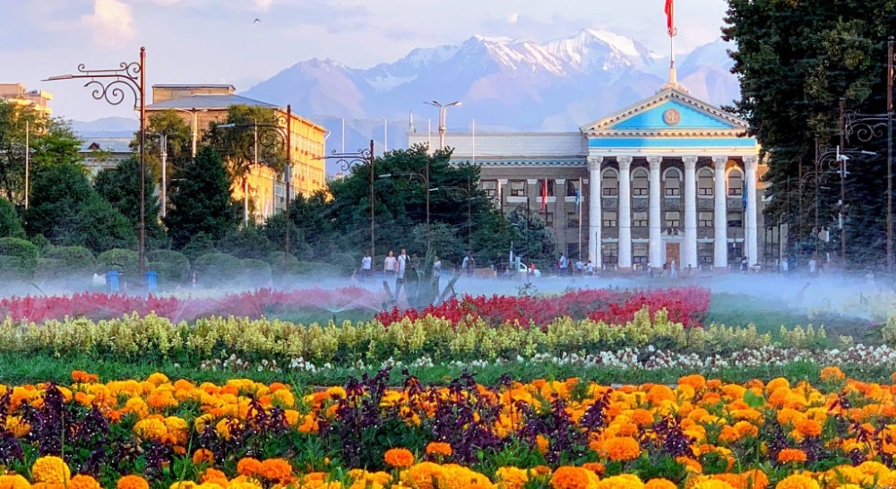 Столица в цветах. Клумбы и цветники Бишкека с высоты птичьего полета (видео)